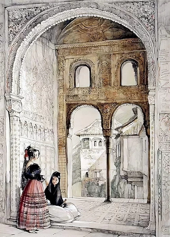 Finestra nella Sala degli Ambasciatori, da schizzi e disegni dell'Alhambra, 1835